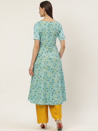 Women's Cotton Printed & Gota Work Anarkali Kurta