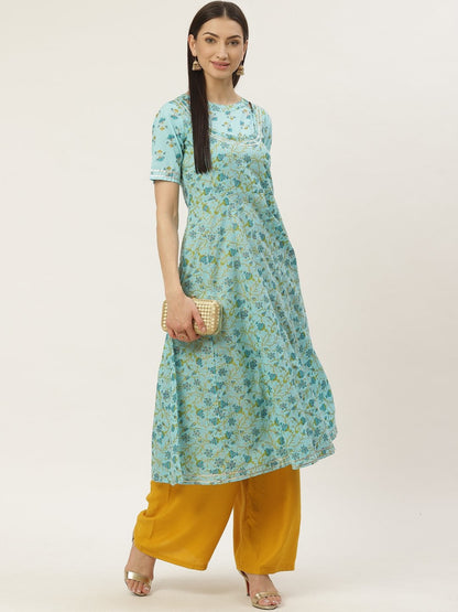 Women's Cotton Printed & Gota Work Anarkali Kurta