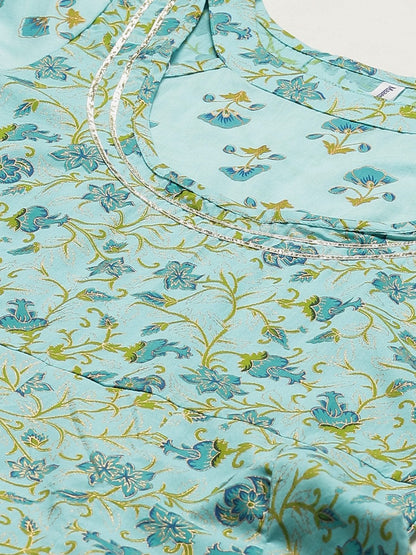 Women's Cotton Printed & Gota Work Anarkali Kurta