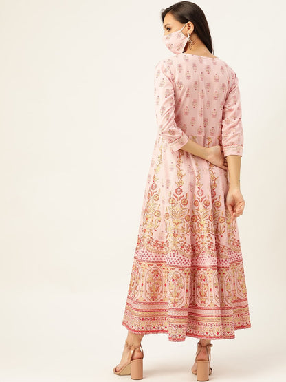 Women's Pink Cotton Gotta Detailing Anarkali