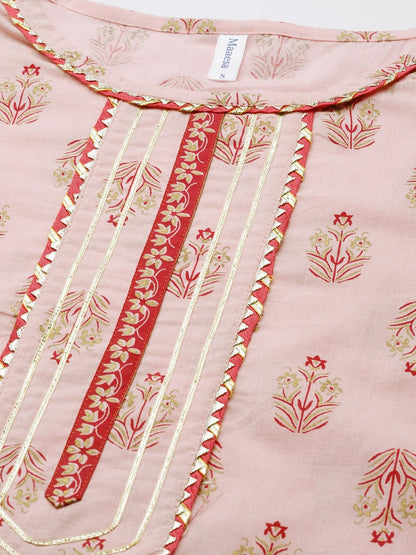 Women's Pink Cotton Gotta Detailing Anarkali
