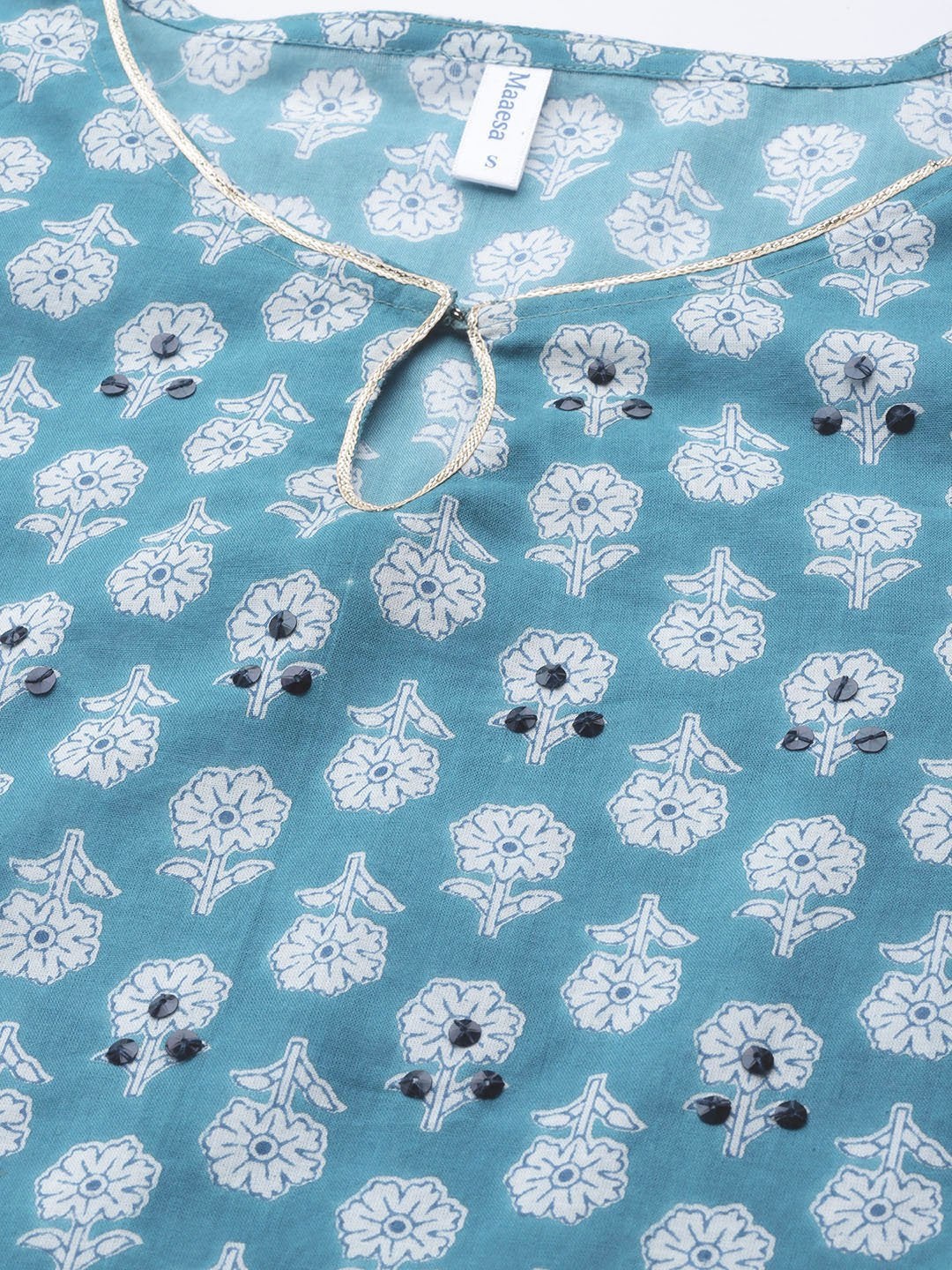 Women's Blue Handwork Straight Kurta