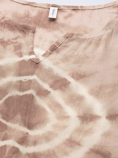 Women's Brown Tie-Dye Crepe Kaftan Kurta