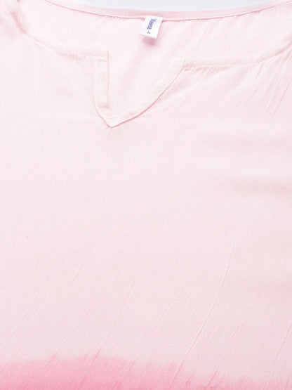 Women's Ombre Pink Tie-Dye Kaftan Kurta