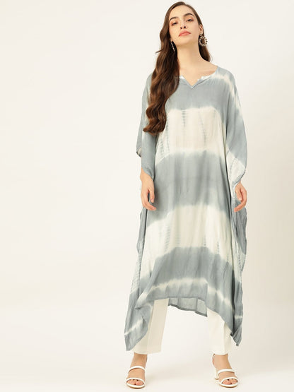 Women's Grey Tie-Dye Kaftan Kurta