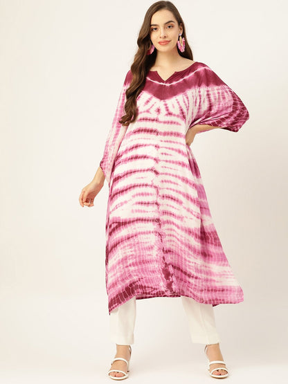 Women's Pink Tie-Dye Kaftan Kurta