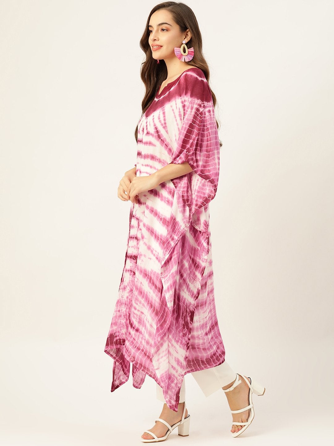Women's Pink Tie-Dye Kaftan Kurta