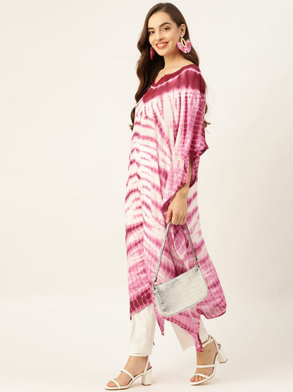Women's Pink Tie-Dye Kaftan Kurta