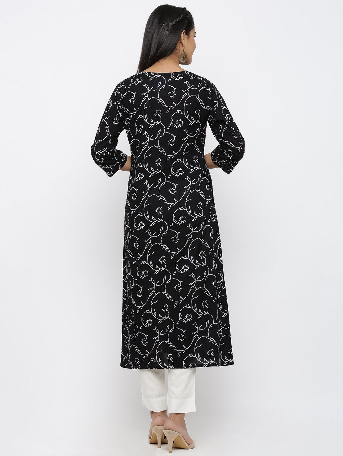 Women's Cotton & Mulmul Printed & Embroidery A-line Kurta Pant & Dupatta Set