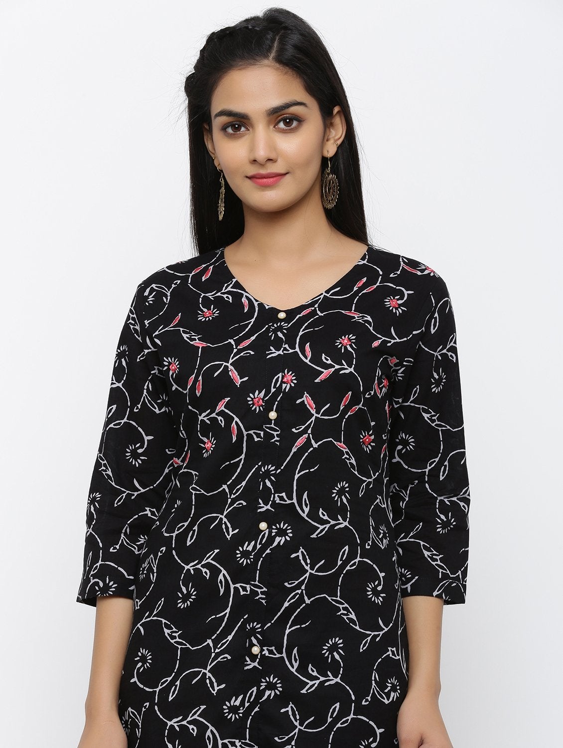 Women's Cotton & Mulmul Printed & Embroidery A-line Kurta Pant & Dupatta Set