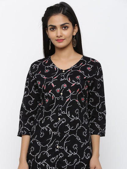 Women's Cotton & Mulmul Printed & Embroidery A-line Kurta Pant & Dupatta Set