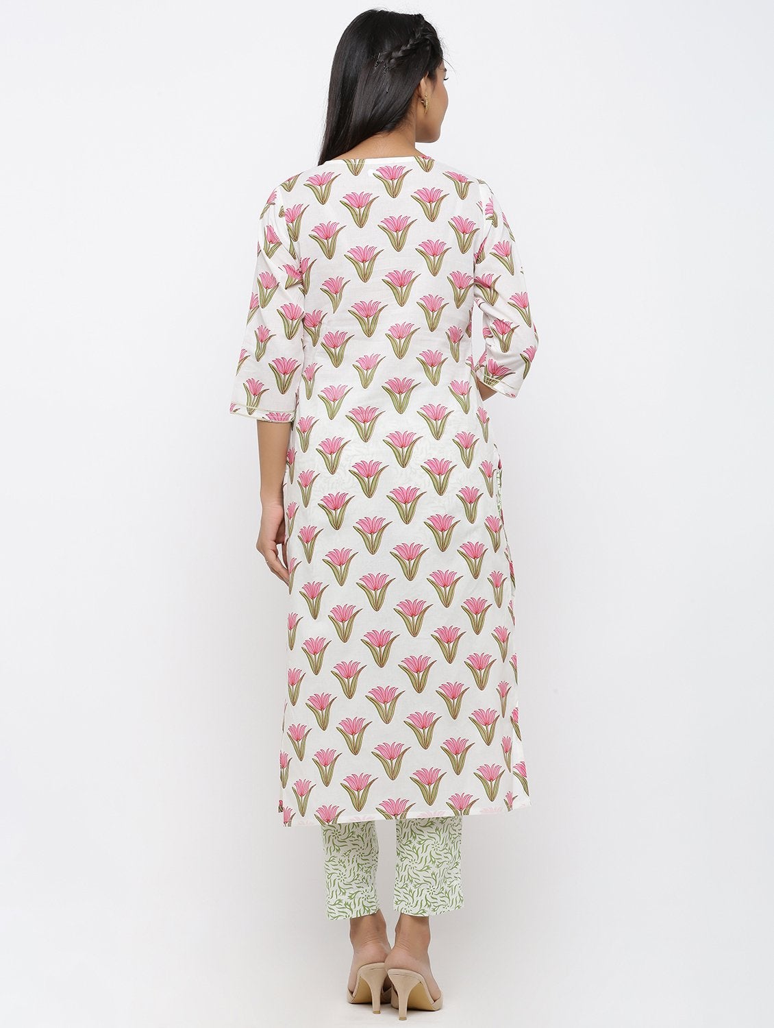 Women's Cotton Printed Straight Kurta Pant & Dupatta Set