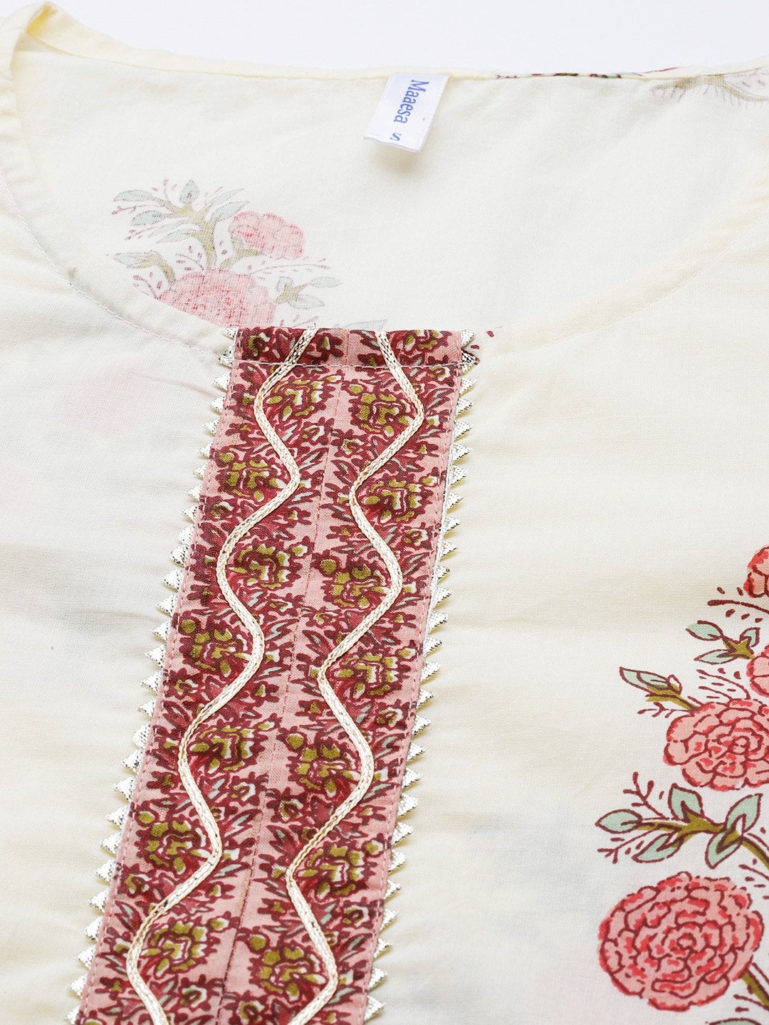 Women's Off White Printed Kurta With Dupatta & Trouser