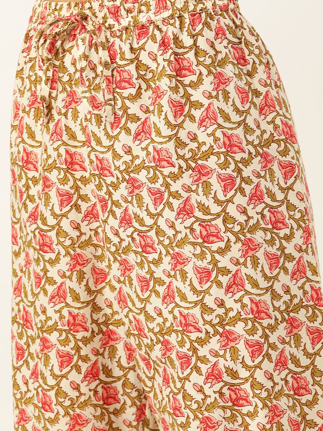 Women's Off White Printed Kurta With Dupatta & Trouser