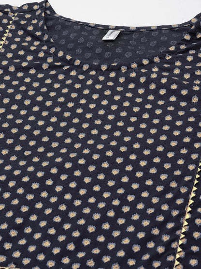 Women's Blue Printed Kurta With Dupatta & Trouser