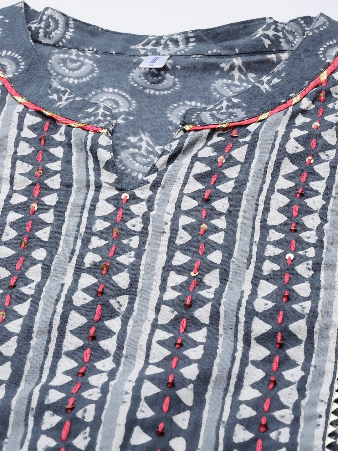 Women's Grey Printed Kurta With Dupatta & Trouser