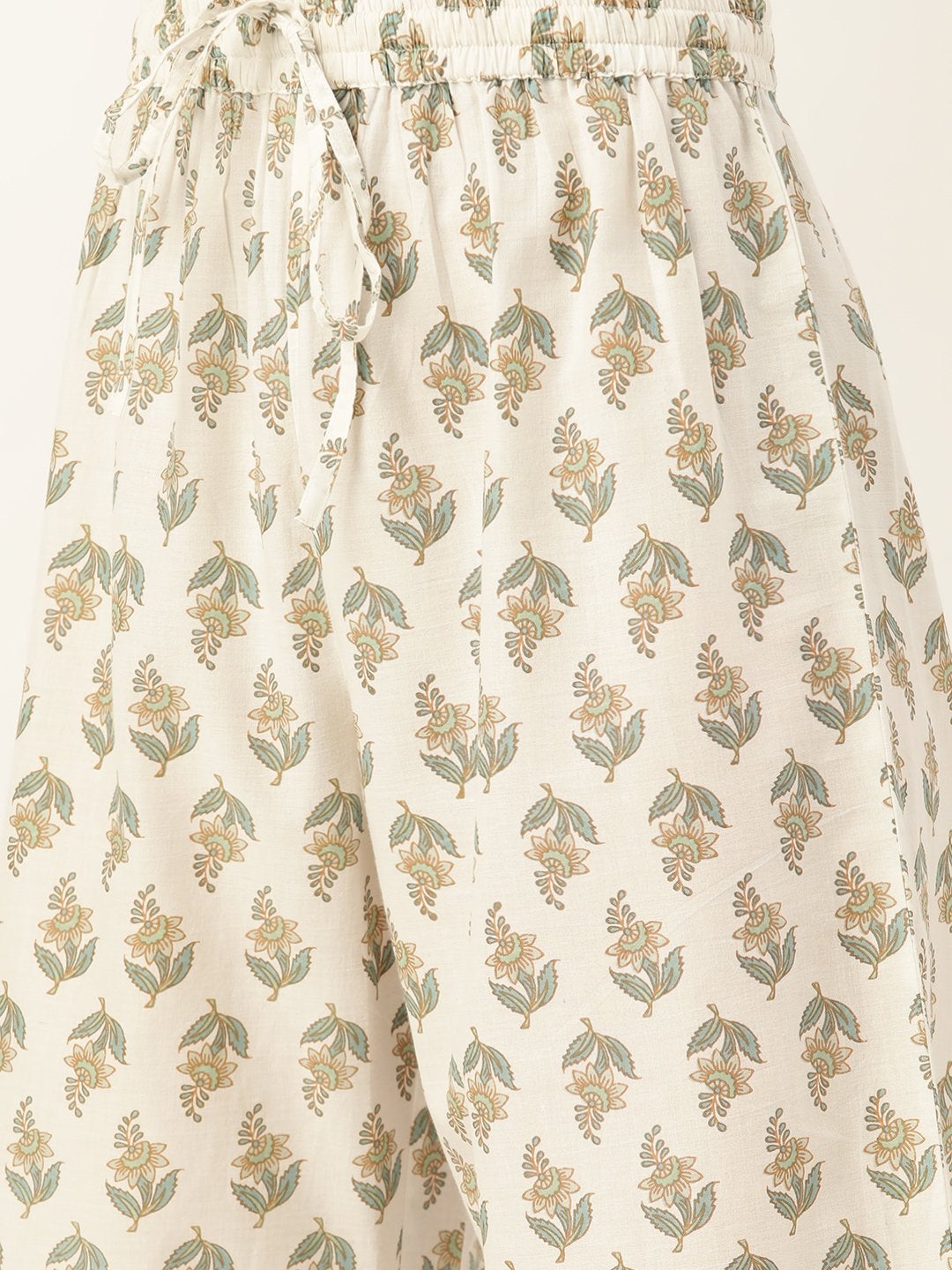 Women's Green Printed Kurta With Dupatta & Trouser