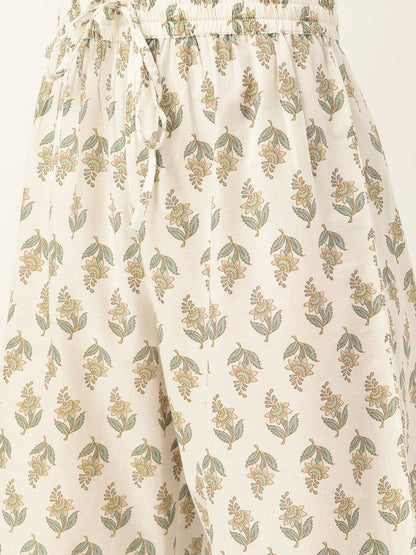 Women's Green Printed Kurta With Dupatta & Trouser