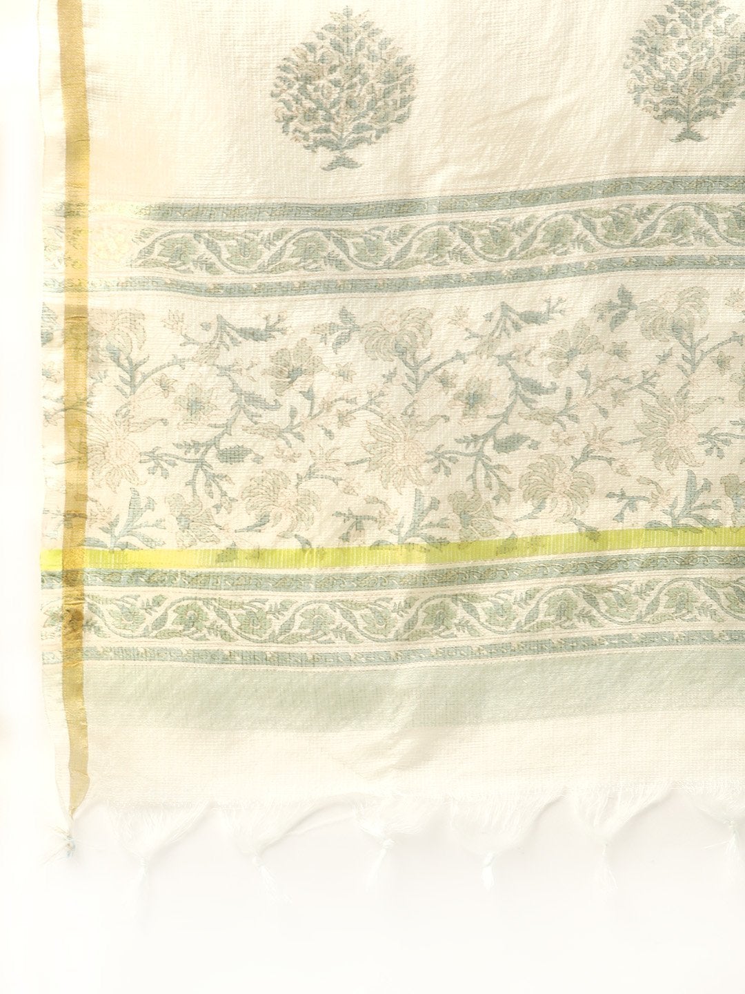 Women's Green Printed Kurta With Dupatta & Trouser