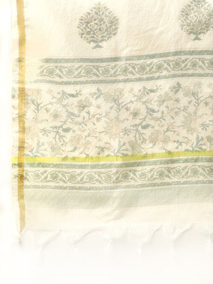 Women's Green Printed Kurta With Dupatta & Trouser