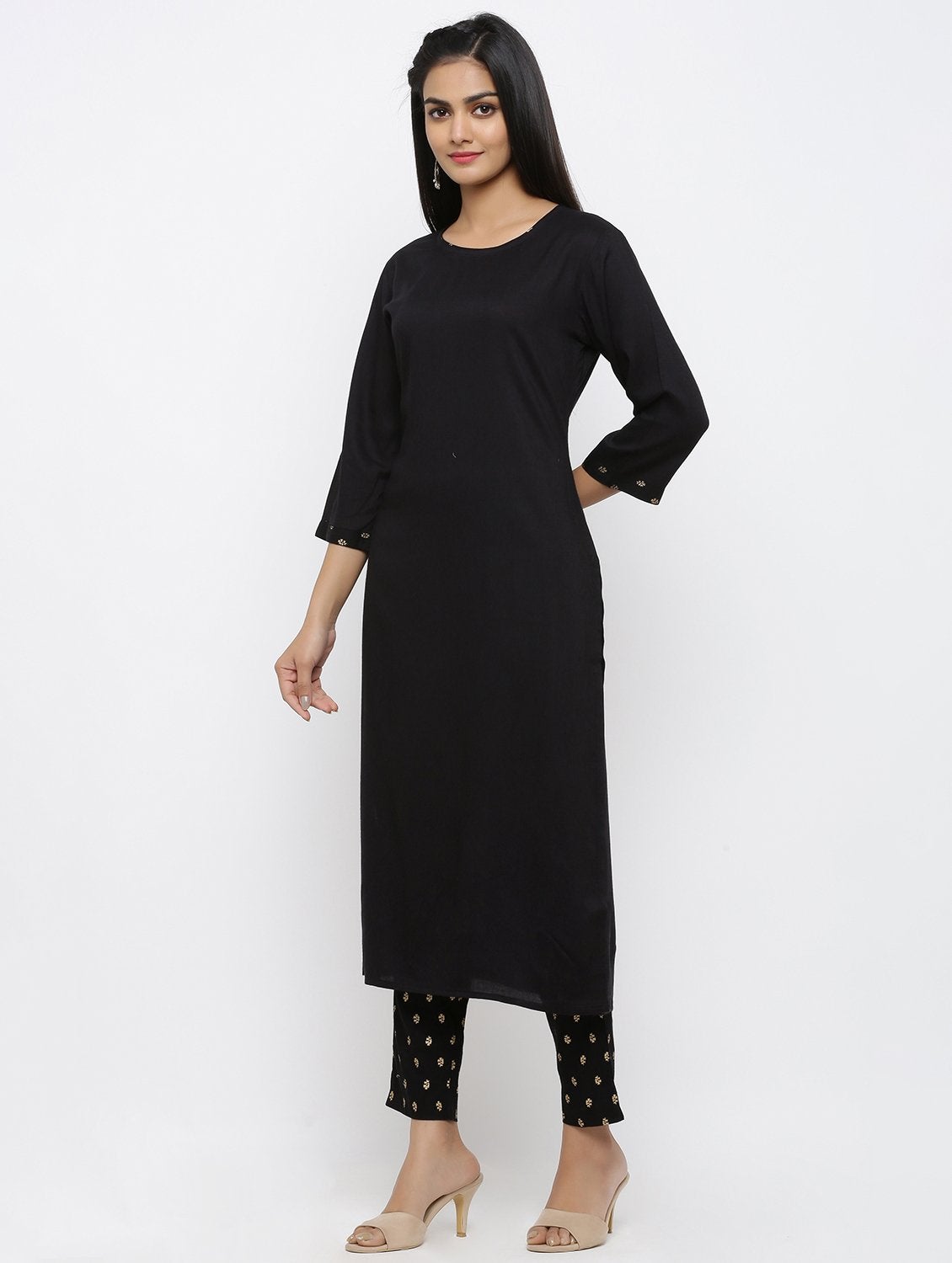 Women's Rayon Solid Straight Kurta Pant Set