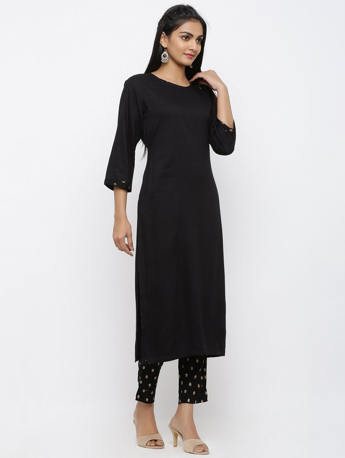 Women's Rayon Solid Straight Kurta Pant Set