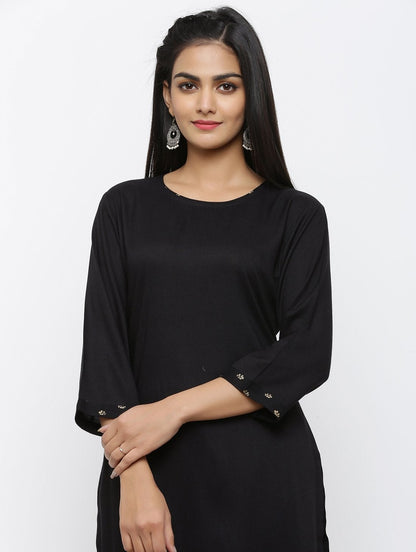 Women's Rayon Solid Straight Kurta Pant Set