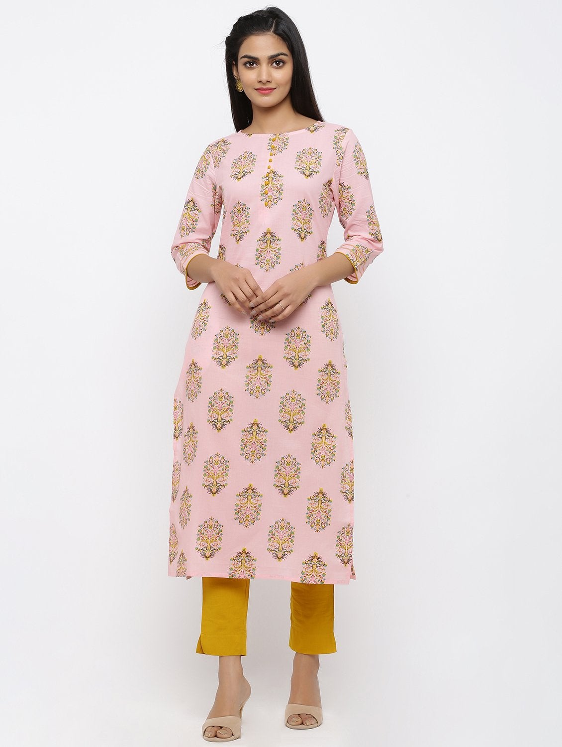 Women's Cotton Printed Straight Kurta Pant Set