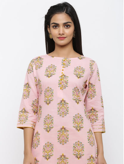 Women's Cotton Printed Straight Kurta Pant Set