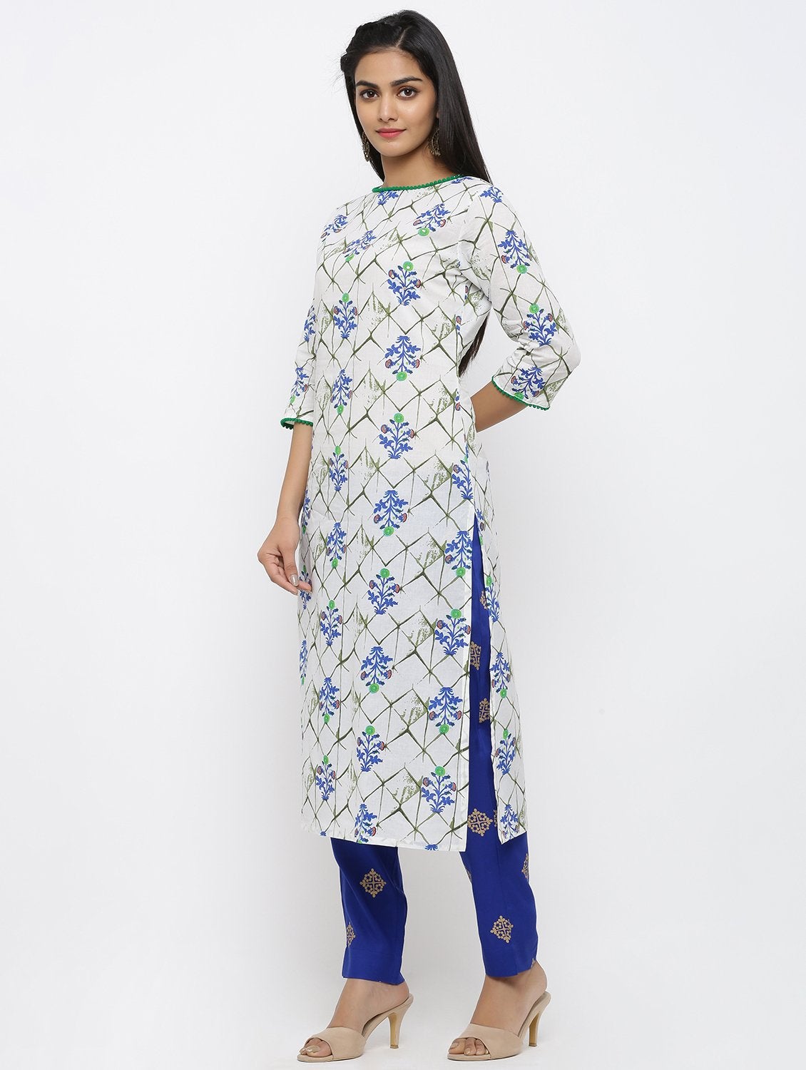 Women's Cotton Printed Straight Kurta Pant Set