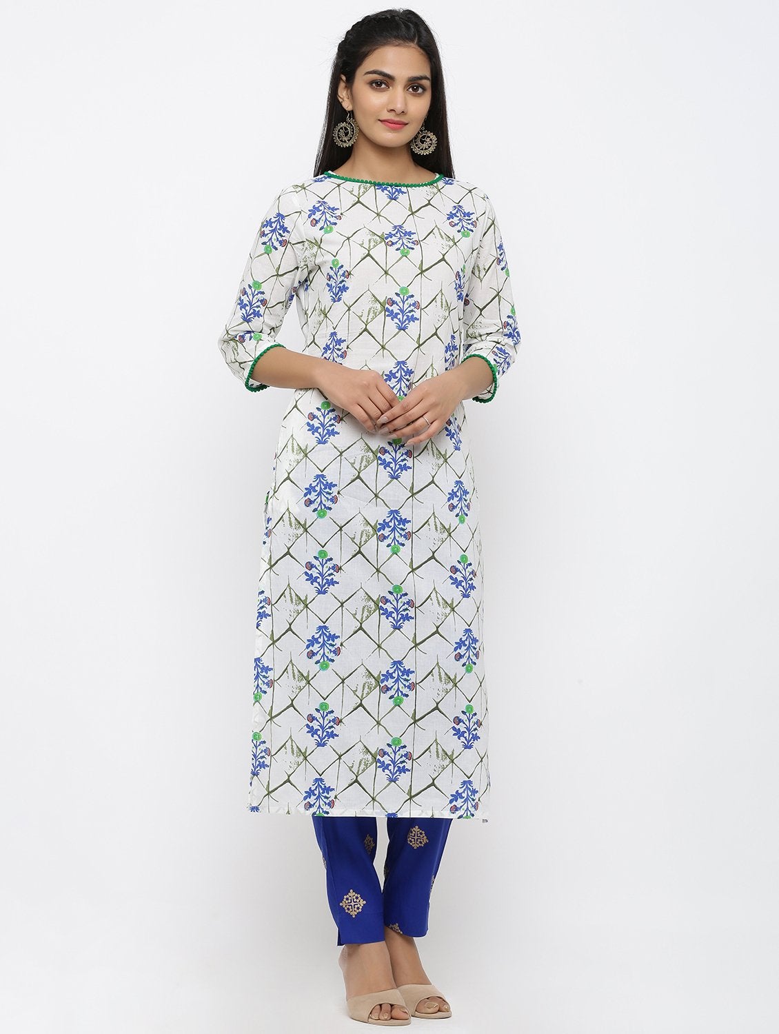 Women's Cotton Printed Straight Kurta Pant Set
