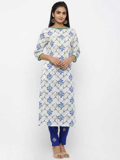 Women's Cotton Printed Straight Kurta Pant Set
