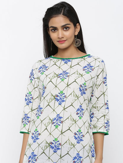 Women's Cotton Printed Straight Kurta Pant Set