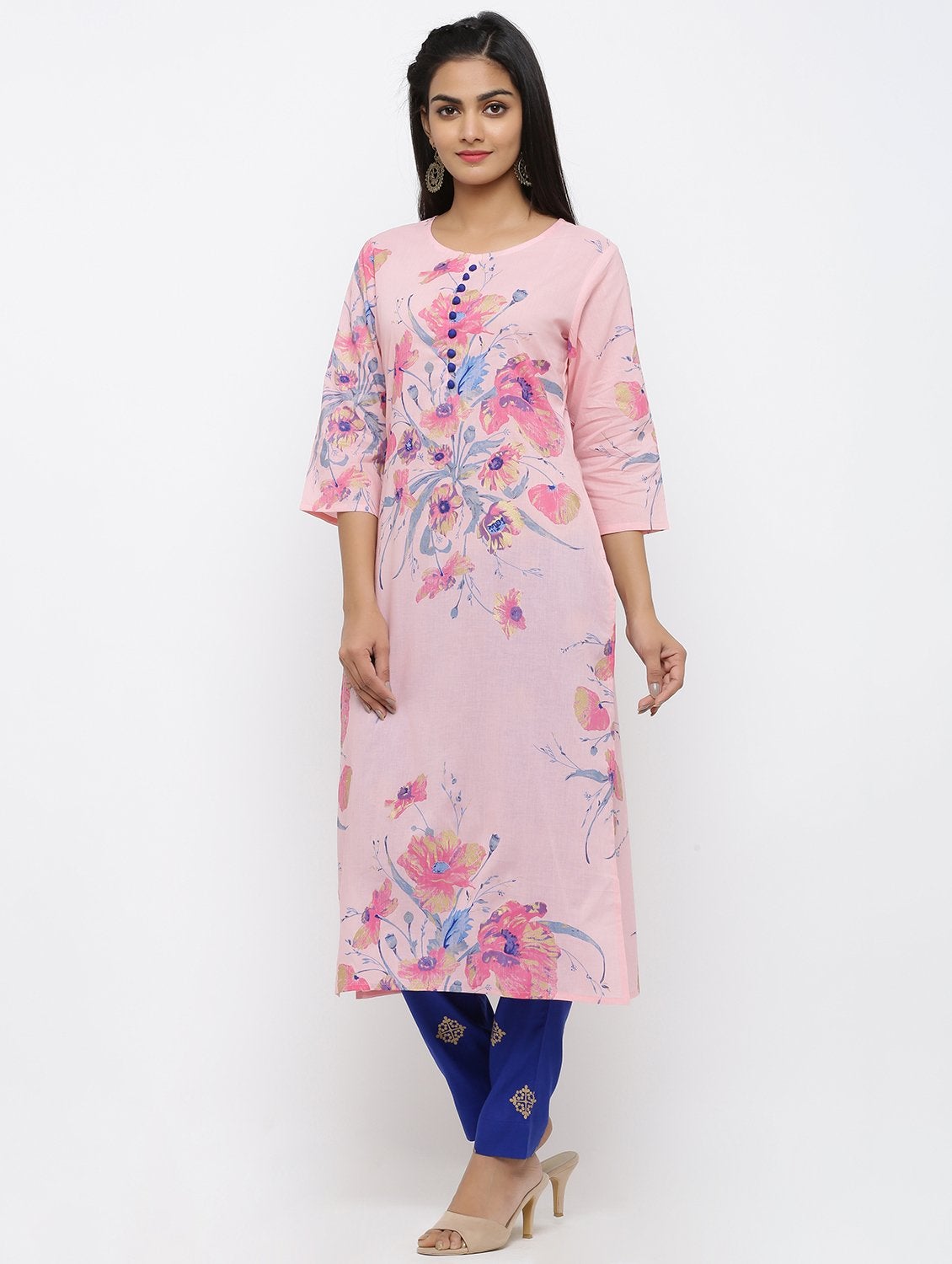 Women's Cotton Printed Straight Kurta Pant Set
