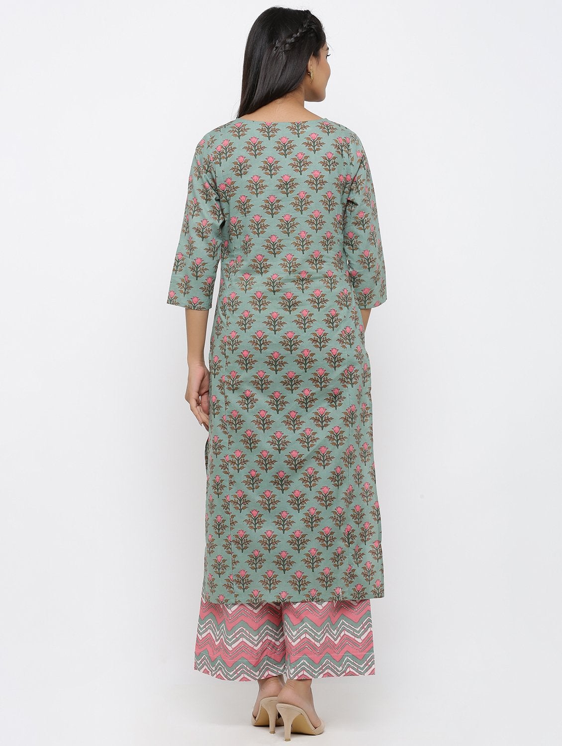 Women's Cotton Printed Straight Kurta Palazzo Set