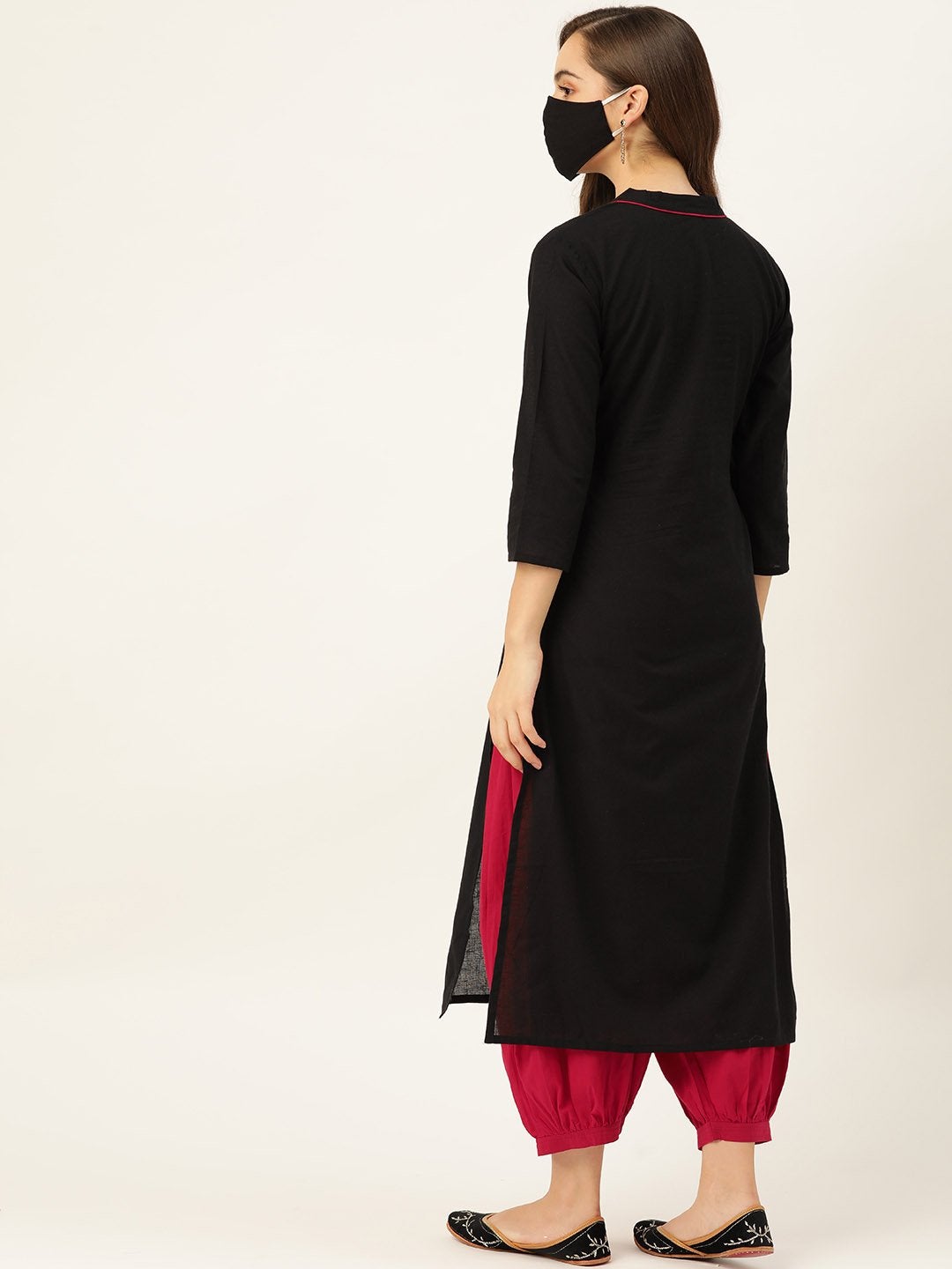 Women's Black Cotton kurta With Salwar