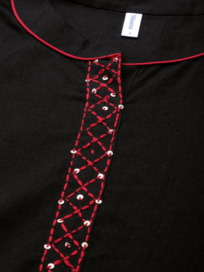 Women's Black Cotton kurta With Salwar
