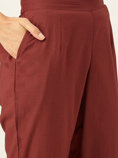 Women's White Chanderi Kurta With Trouser