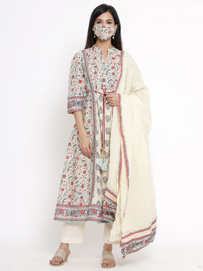 Women's Printed Flared Kurta Pant Dupatta Set