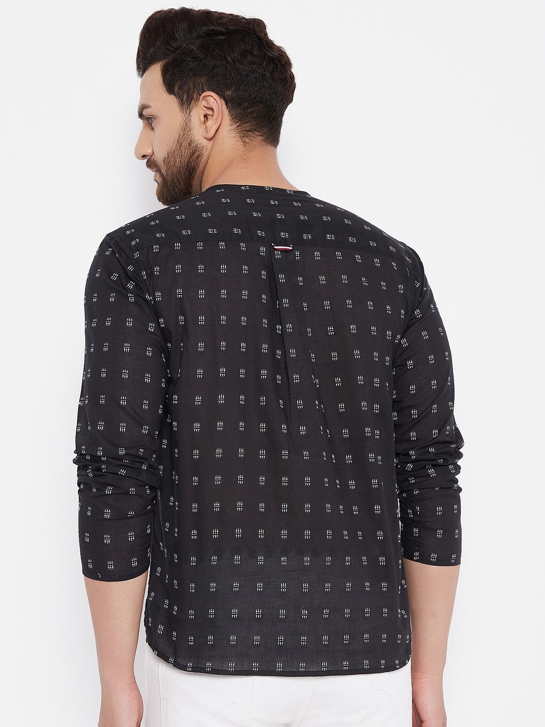 Men's Solid Cotton Black Kurta