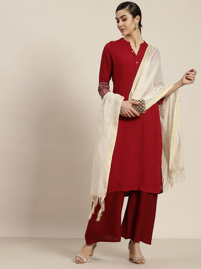 Women's Offwhite Chanderi Woven Dupatta