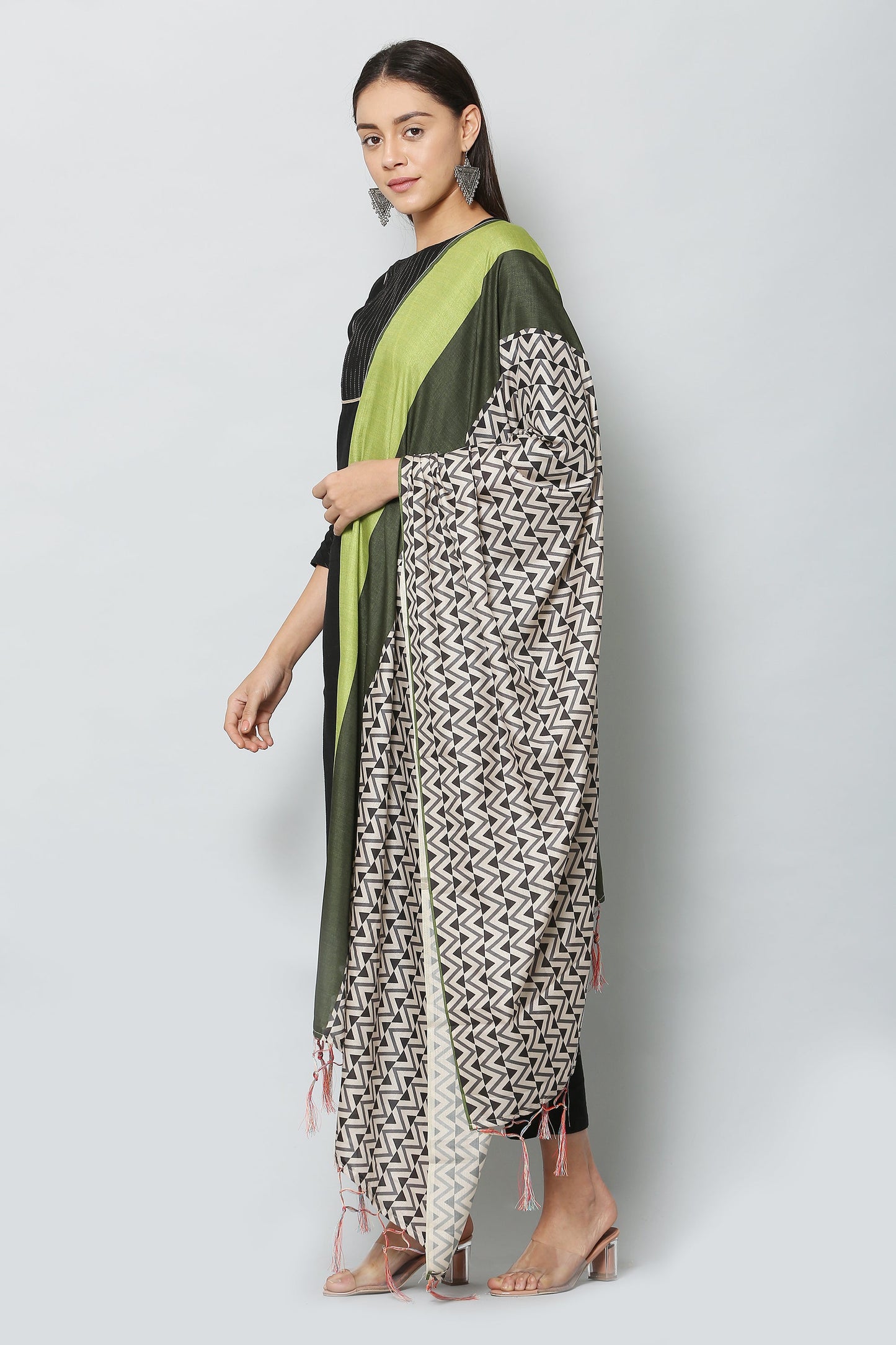 Women's Black Color Art Silk Digital Printed Dupatta
