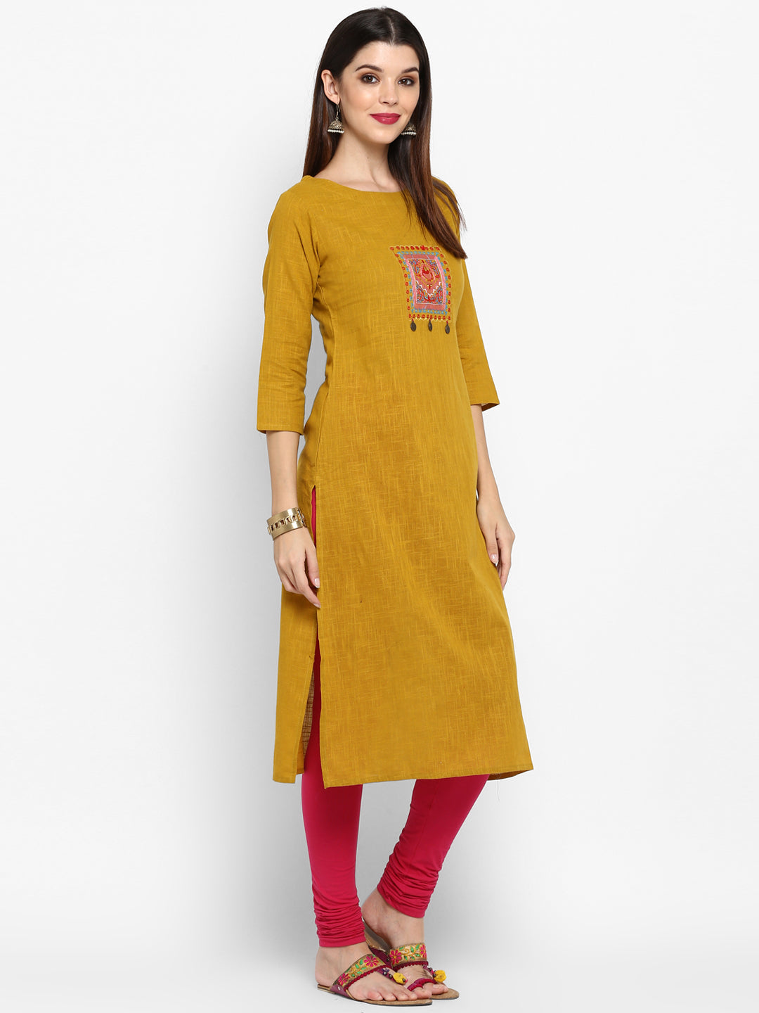 Women's Mustard Yellow Cotton Kurta By Vbu