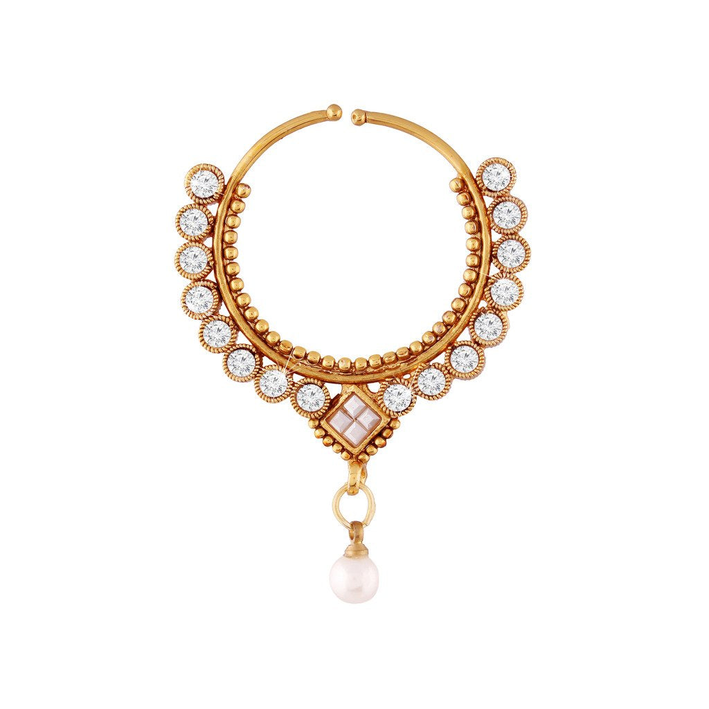 Women's gold plated traditional bridal pearl nosering  nathnl02nl02