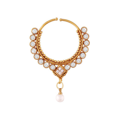 Women's gold plated traditional bridal pearl nosering  nathnl02nl02