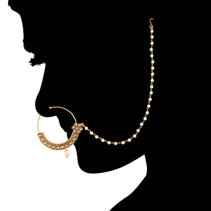 Pearly Nose Ring Nath Indian Jewelry