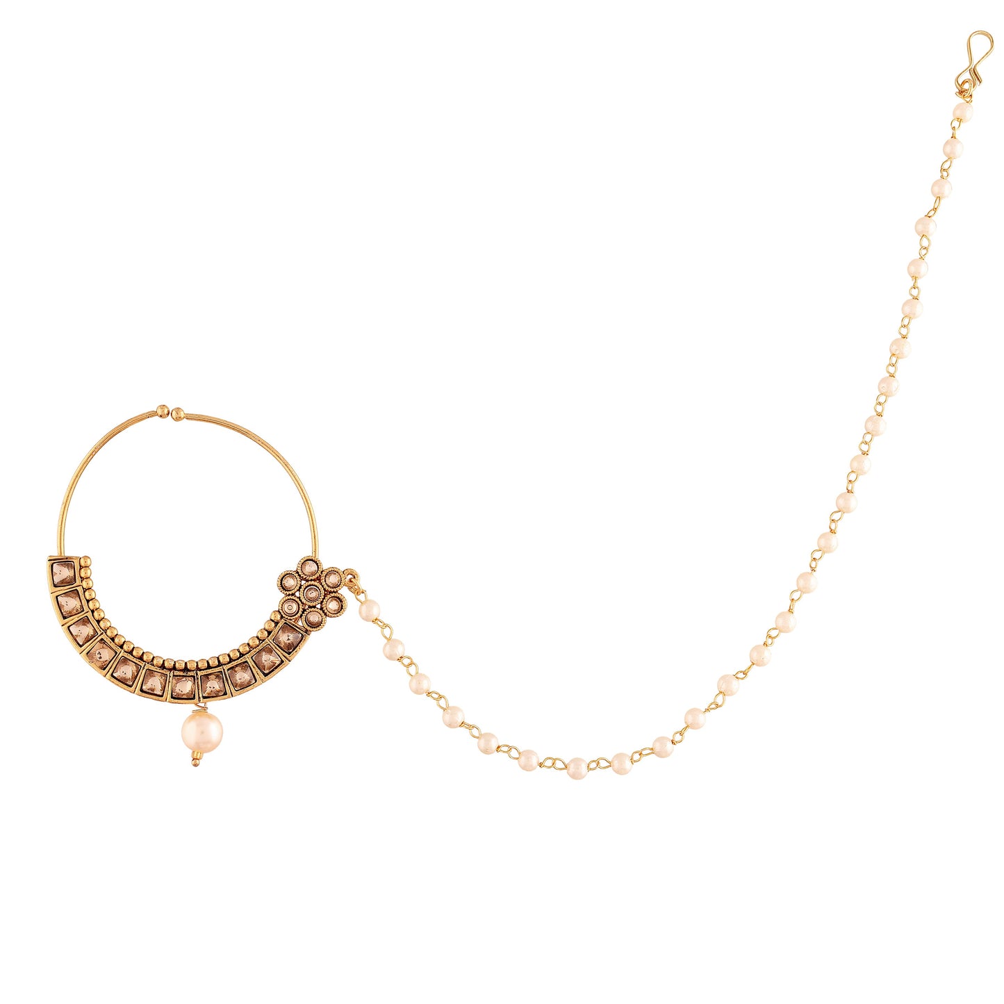 Pearly Nose Ring Nath Indian Jewelry