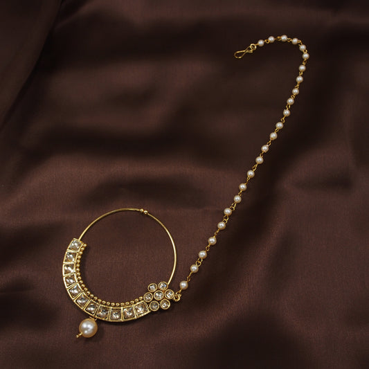 Pearly Nose Ring Nath Indian Jewelry