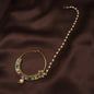 Gold Plated Nose Ring Multicolor Kundan With Pearl Chain