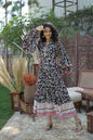 Buy_Women's_Black_Rayon_Floral_Print_Flared_Dress_With_Tie-Up_Dori_&_Mask_Online_Trendia